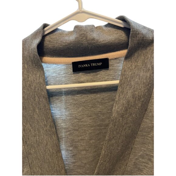 Ivanka Trump Sweater Womens Small Gray Open Front Cardigan Lace Up Grommet Knit - Picture 3 of 8